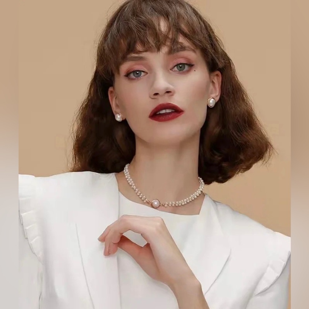 Elegant Freshwater Pearl sets Choker + matching earring